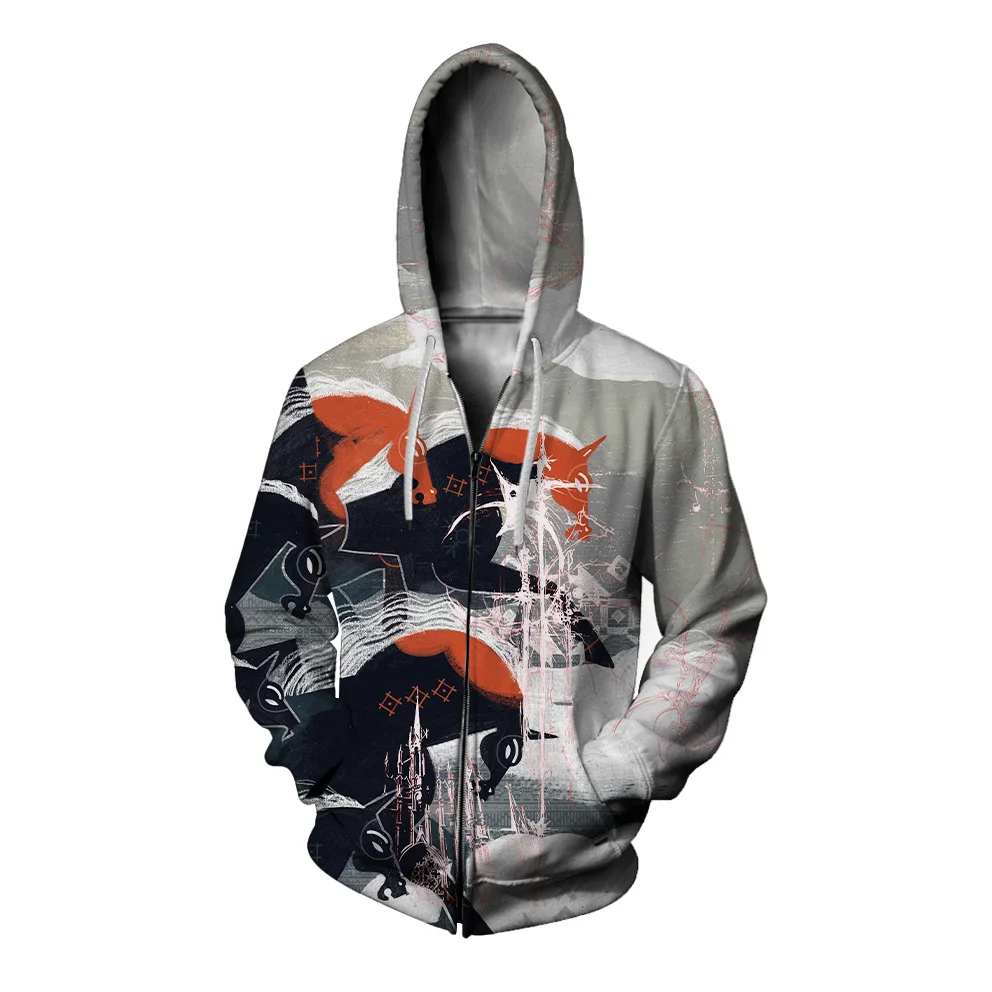 thumbnail image 1 of Sudadera con capucha informal de otoño para hombre, sudadera con cremallera, estampado moderno de vaca y caballo, sudadera con capucha holgada de calle divertida y a la moda para hombre, 1 of 5