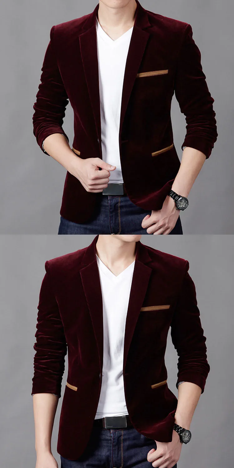 Description Picture 4 of itemBrand Mens Corduroy Blazers Autumn Spring Fashion Male Slim Fat Casual Suit Jacket Men Blazer Masculino Clothing Vetement Homme