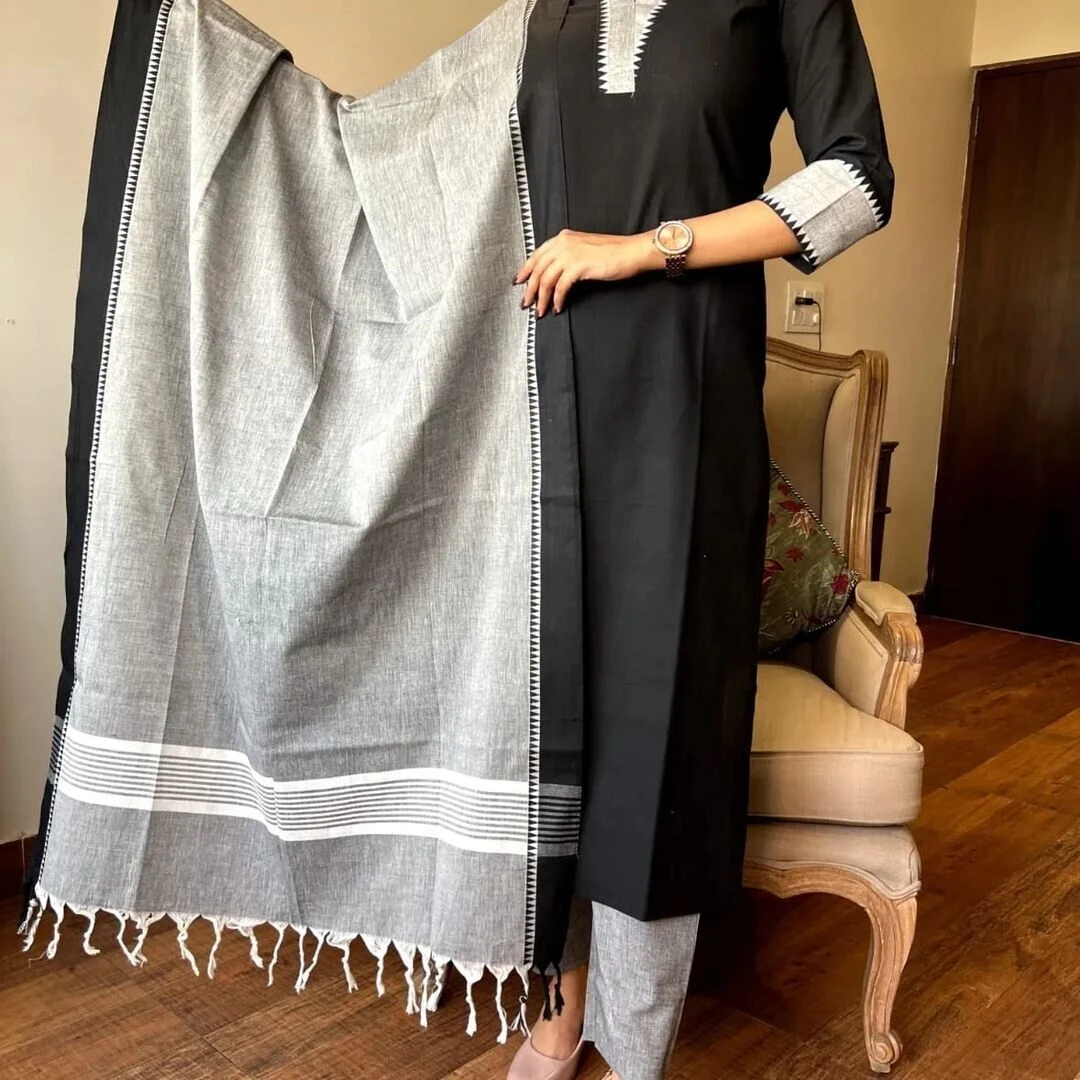 

Прямая хлопковая ткань Kurti Палаццо дупатта одежда для свадебной вечеринки сари для женщин в Индии
