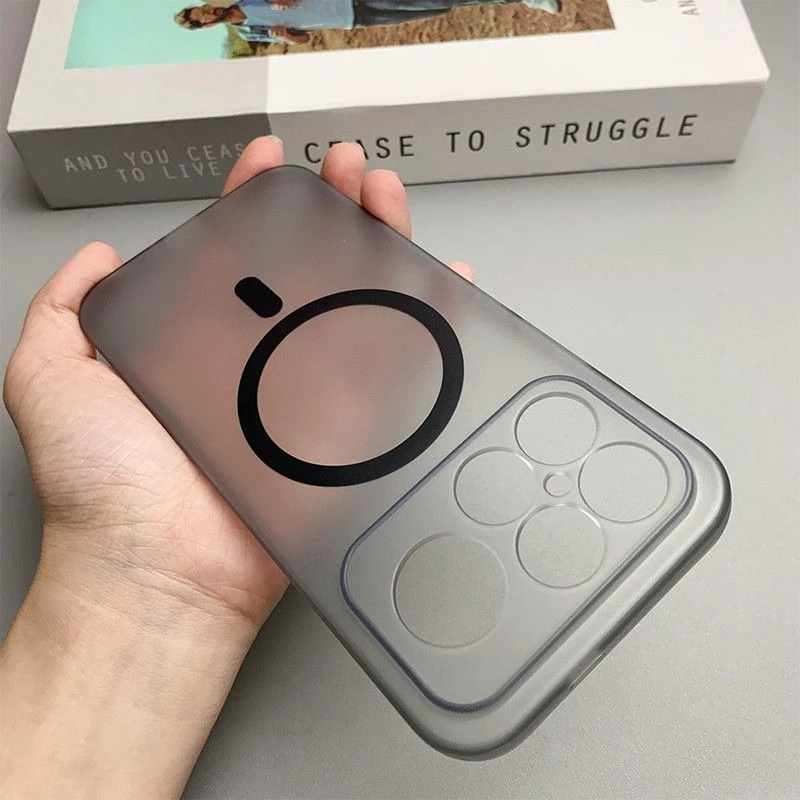 Sleek Frosted Transparent Ultra Thin Magnetic Shockproof Case with Anti-slip Protection