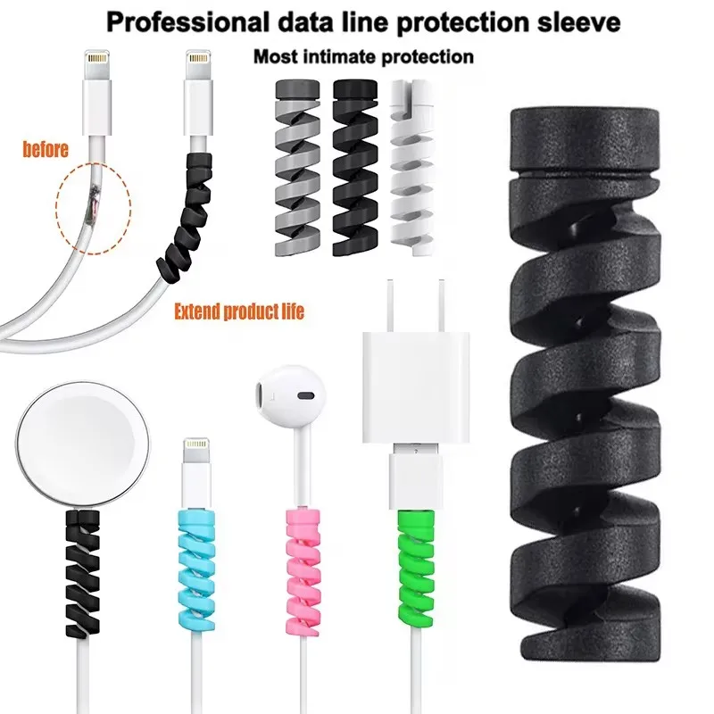 Cable Organizer Cable Protector Silicone Bobbin Winder Wire Protector for iPhone USB Charger Cord Cable Winder Clip