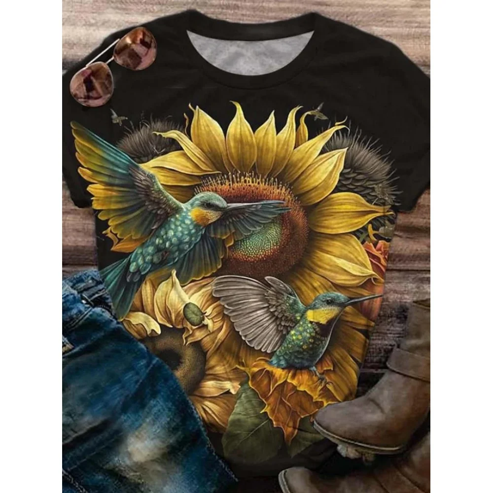

Women's T-Shirts Cartoon Characters 3d Print Rose T-Shirt Harajuku Casual Short Sleeve Top Tee O Neck Oversized Female Clothing