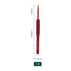Premium Aluminum Crochet Hooks with Soft Red Rubber - Grip Handles for Knitting and Braiding (4mm)