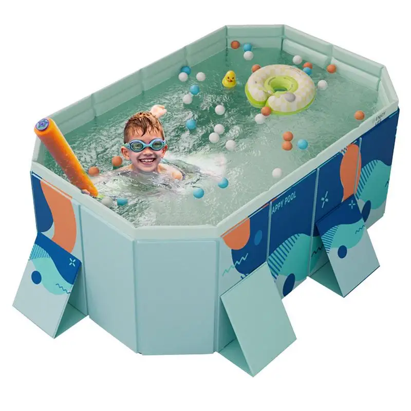 

Foldable Pool For Kids Above Ground Swimming Pool Inflation Free Frame Pools Outdoor Multifunctional Water Play Pool With Double