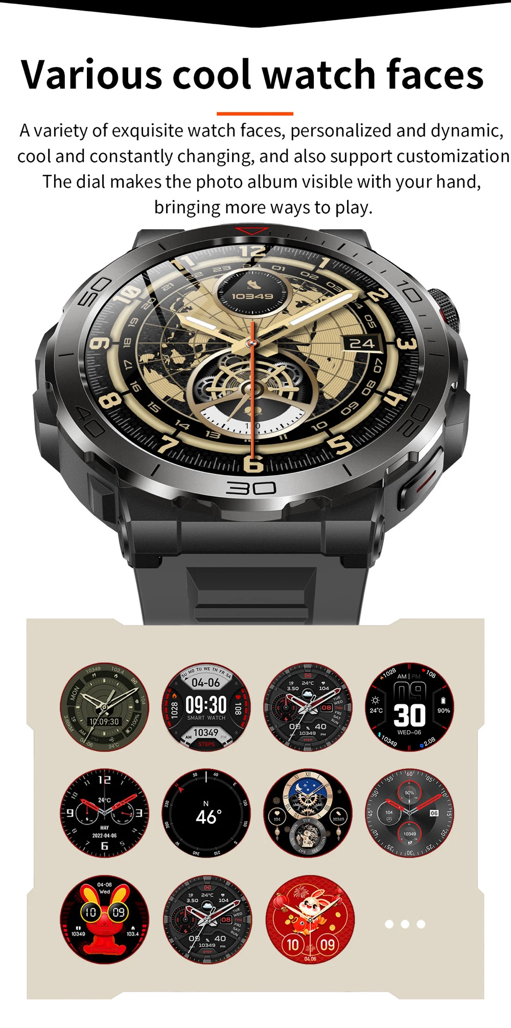 Reloj inteligente deportivo con GPS y pantalla AMOLED, pulsera con brújula, IP68, resistente al agua, Bluetooth, llamadas, monitorización de la salud, para hombre, para actividades al aire libre_voghion.com