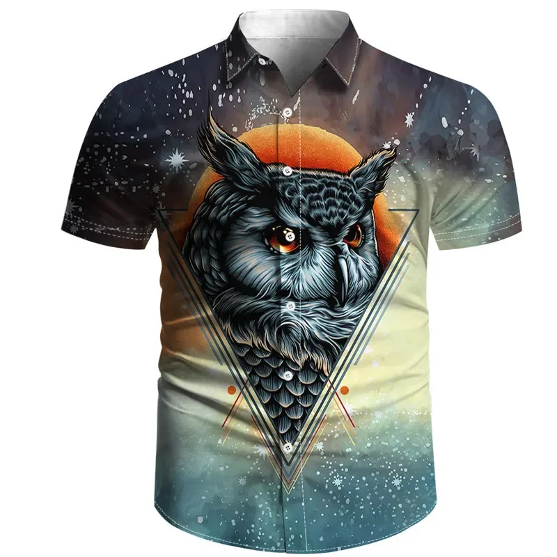 

Новейшая Мужская рубашка с 3D-принтом совы, Повседневная пляжная рубашка в стиле Харадзюку, хип-хоп рубашка с 3D-принтом, рубашка из тонкой окрашенной ткани