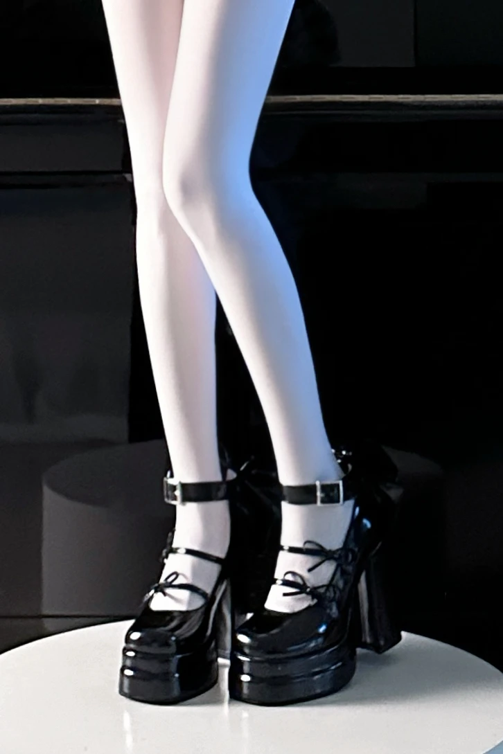 Cute Sweet Square Round Head Mary Jane Shoes Elegant Ladies Waterproof Platform Super High Heels Big Bow Chunky Heels