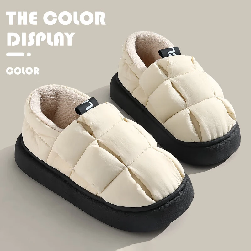 QYCKABY Down Shoes Platform Down Slippers Windproof Keep Warm Winter Outdoor Camping Hiking PVC Sole Fashion Dual Purpose Shoe