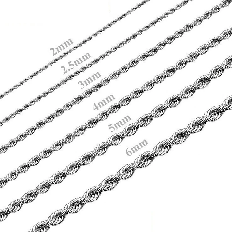 Necklaces Stainless Steel Rope Chain Necklace Chn9700 5mm / 20 Wholesale Jewelry Website Unisex