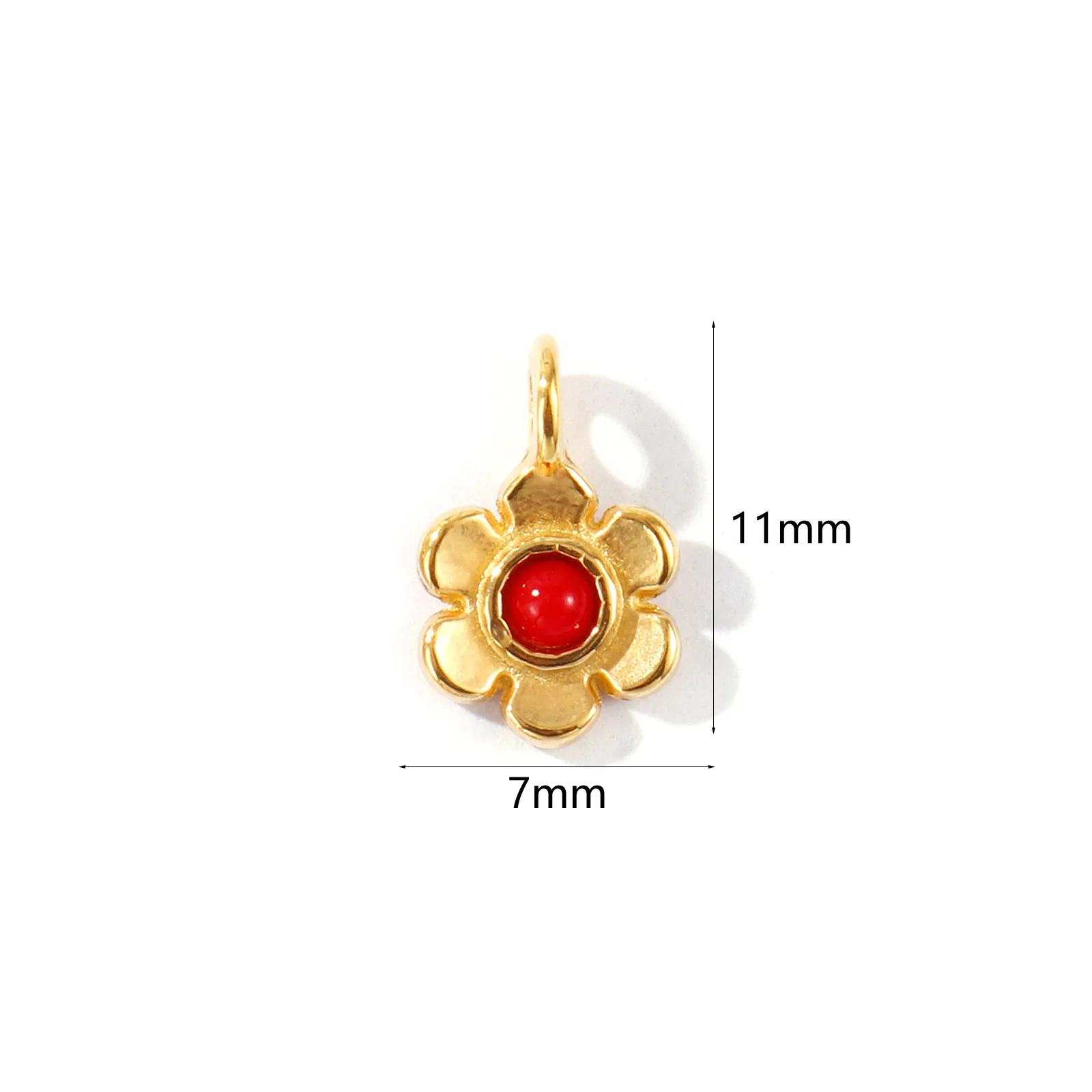 2 Stück wasserdichte Acryl-Patch-Blumen-Mini-Anhänger aus 304 Edelstahl, 18 Karat vergoldet, für DIY-Halskettenherstellung, 11 mm x 7 mm – Detail 9