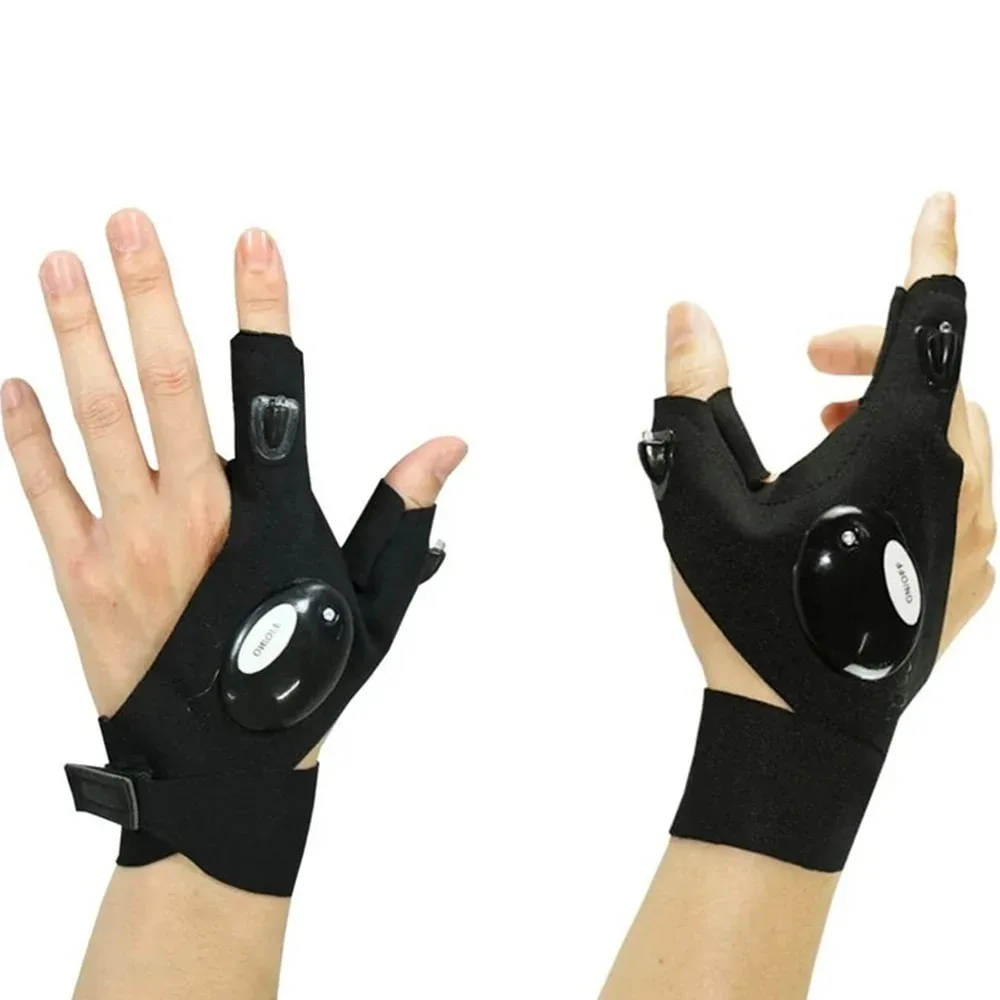 LED Flashlight Luminous Running Gloves Waterproof Cycling Camping Hiking Rescue Glove Lamp Lighting Gloves Fingerless