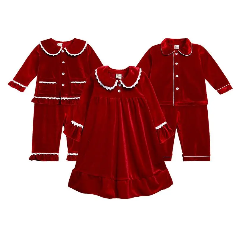

Toddler Baby Boys Girls Velvet Christmas Pajamas Set Kids Winter Holiday Clothing Suit Add Your Text Name Sleepwear Customized