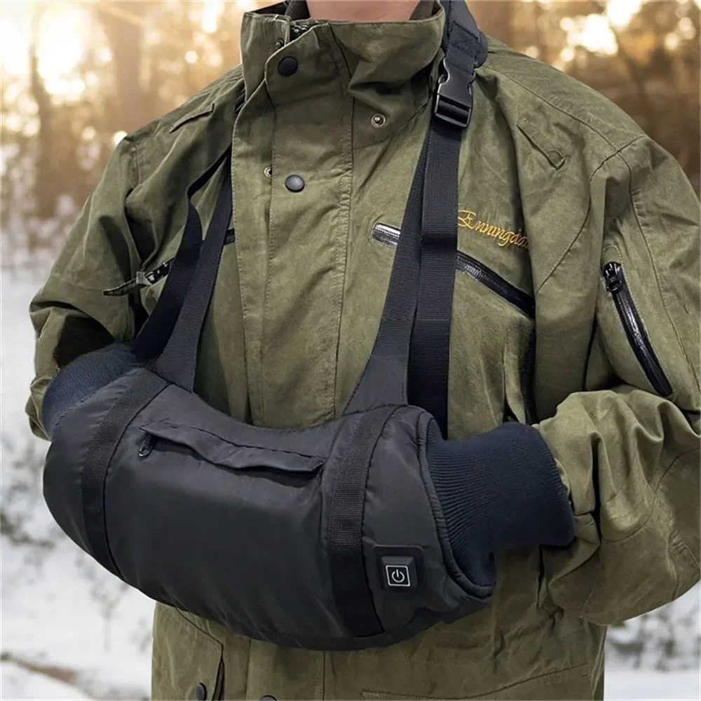 Fishing Gloves USB Electric Heating Hand Warm Gloves 3Grades Temperature Length Adjustable Hand Warmer Outdoor Fishing Windproof Warm Glove