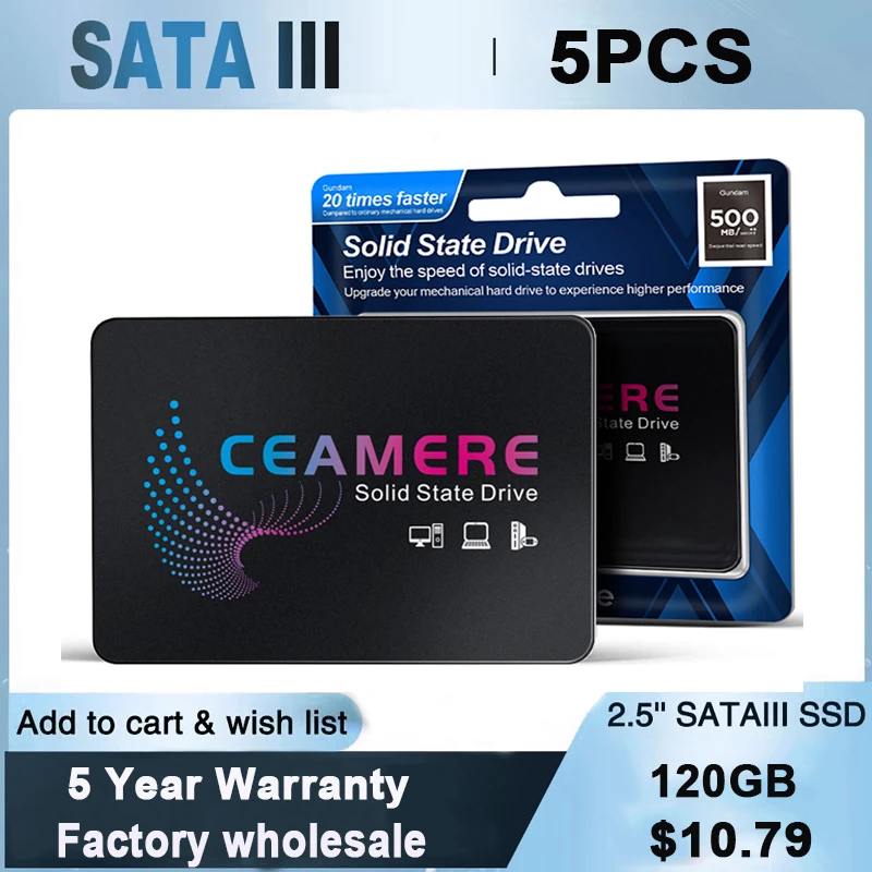 CeaMere Sata Ssd 5pcs 120GB 2.5 SSD 128GB 240GB 256GB Hard Drive Disk 480GB512GB HDD Disk Internal Hard Drive Free Custom Logo internal ssd for laptop