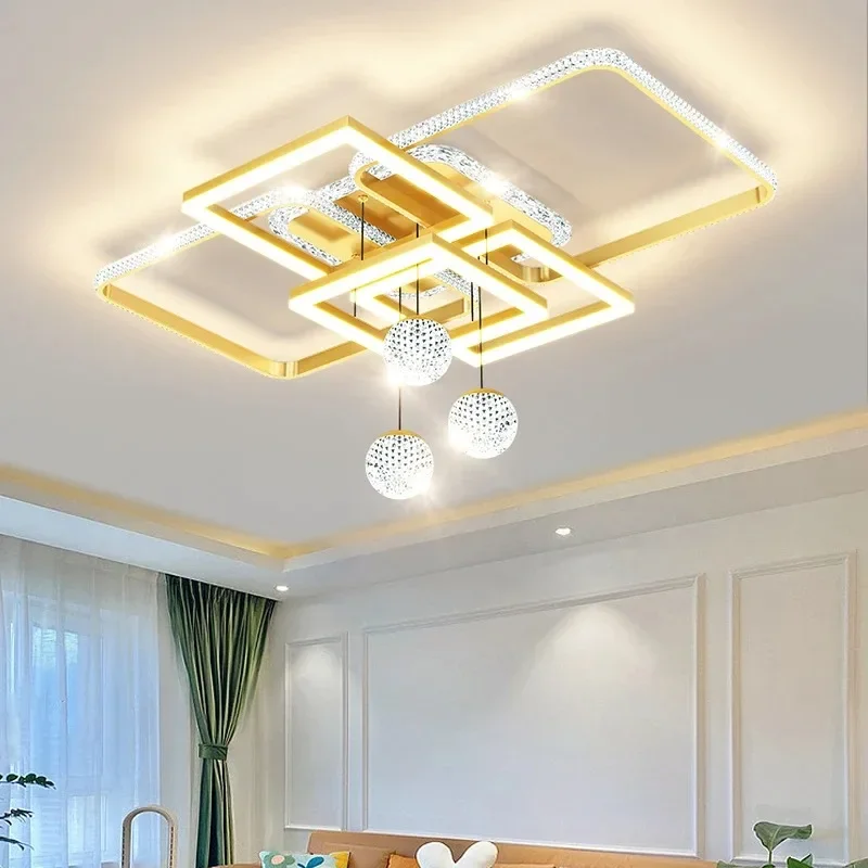 Nordic Circle Square Ceiling Lamp Modern Intelligent Led Chandelier For Living Room Bedroom Kitchen Pendant Light Lustre Fixture