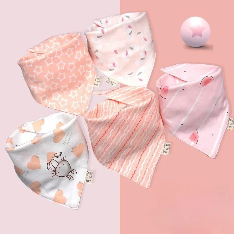 thumbnail image 1 of Toalla de Saliva para bebé, bufanda triangular, Bandana de algodón puro, Baberos impermeables, paño absorbente para recién nacidos, niños y niñas, bufanda para Saliva, 5 uds., 1 of 6