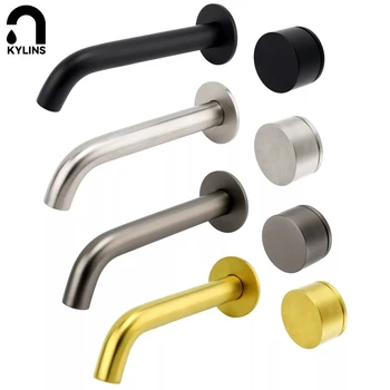KYLINS อ่างล้างหน้าก๊อกน้ําห้องน้ํา Mixer แตะติดผนัง Progressive ร้อนเย็น Matt Black Brushed Gold ปืนโลหะสีเทา 1