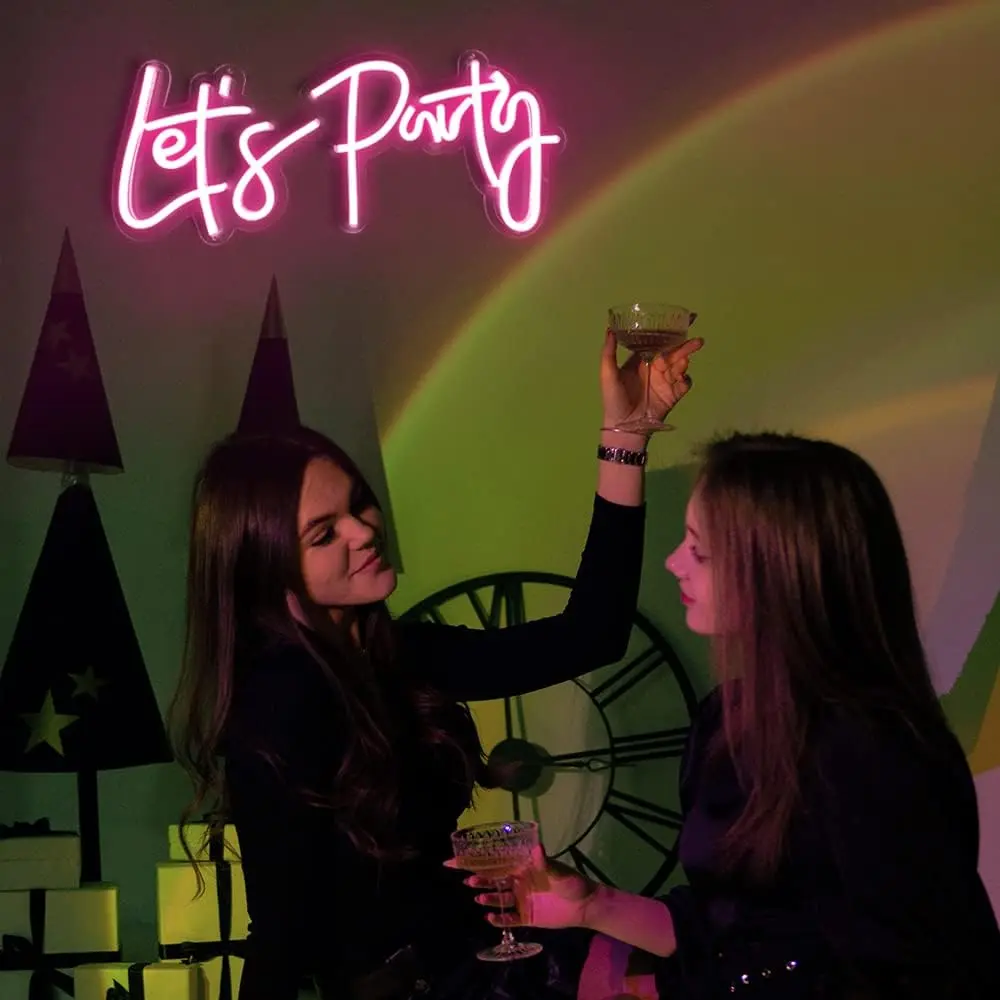Lets Party LED 네온 사인 아트 벽 장식, USB, 온/오프 스위치, LED 네온 조명 사인, 파티 웨딩 네온 램프, 야간 조명, 룸