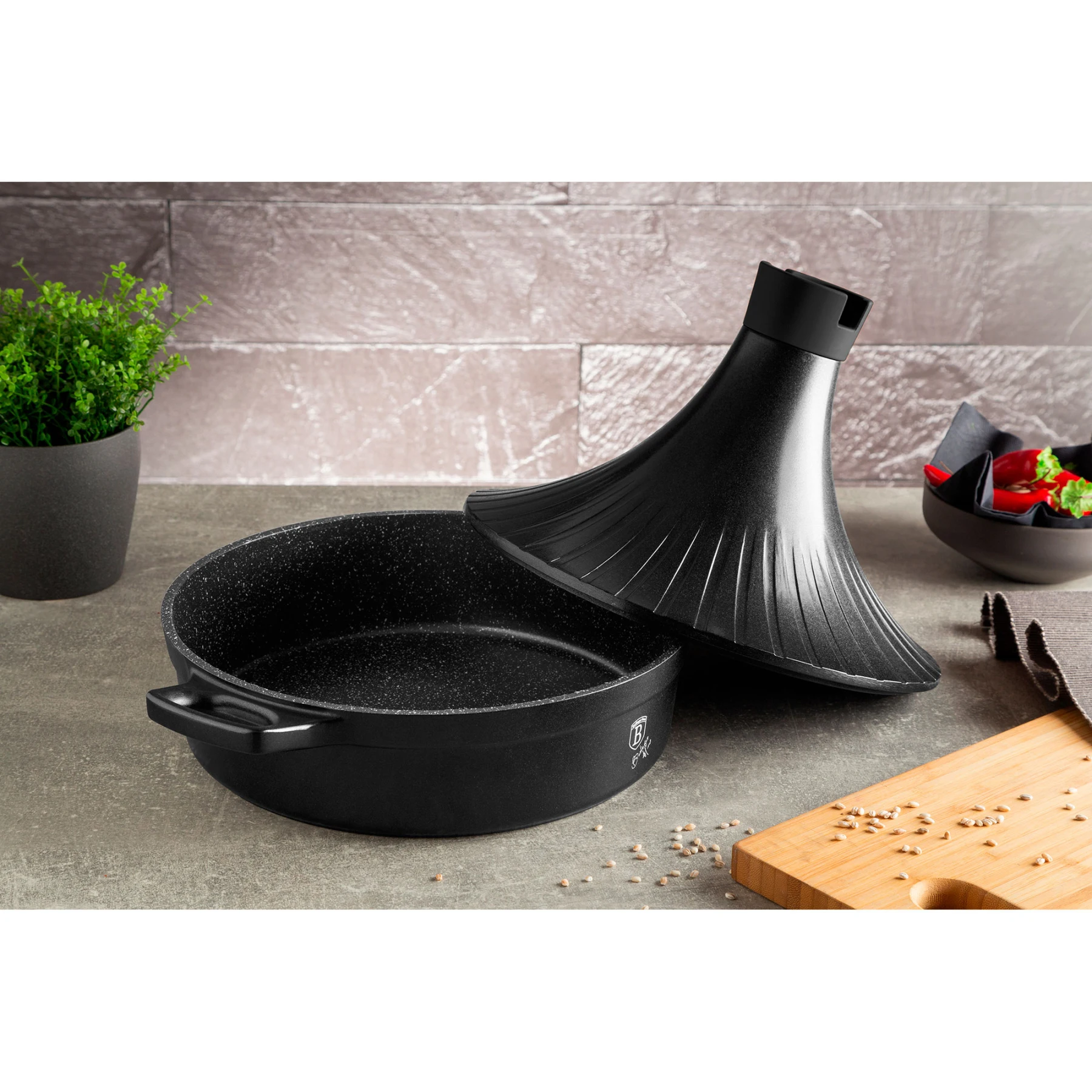 Berlinger Haus Granit Diamond Tajine, fonte antiarina 28 cm, induction,  marmite marocaine en céramique, plateau conique, Ne - AliExpress