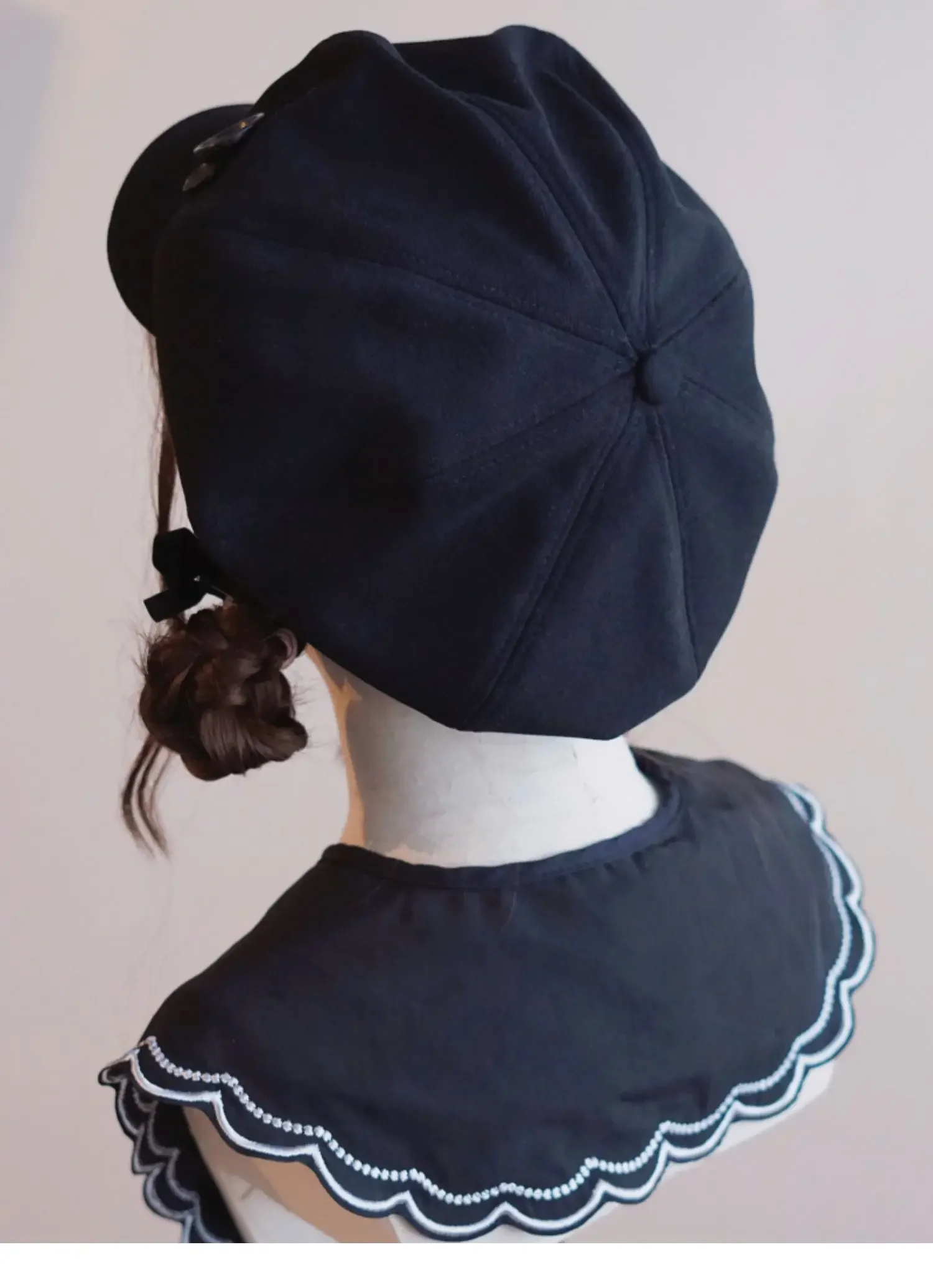Japanese Women's Lolita Berets Cute Sailor Beret Gothic Wool Beret Fall Winter Hats for Women