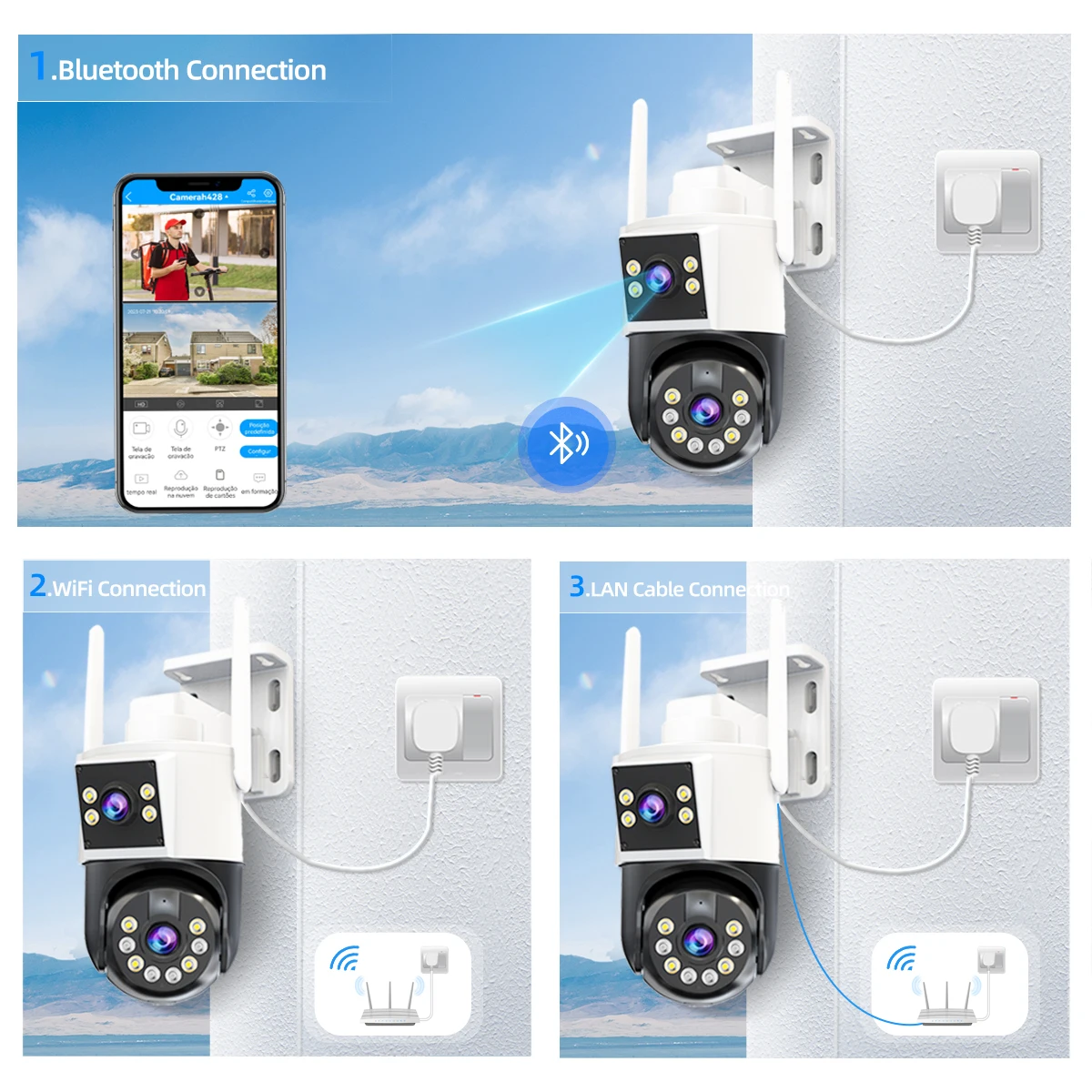 Jooan 4K 8MP HD Wi -Fi Ptz Camera Outdoor 5G Wi -Fi Dual Lens Security Cameras 5x Zoom AI Tracking OnVif CCTV камера наблюдения