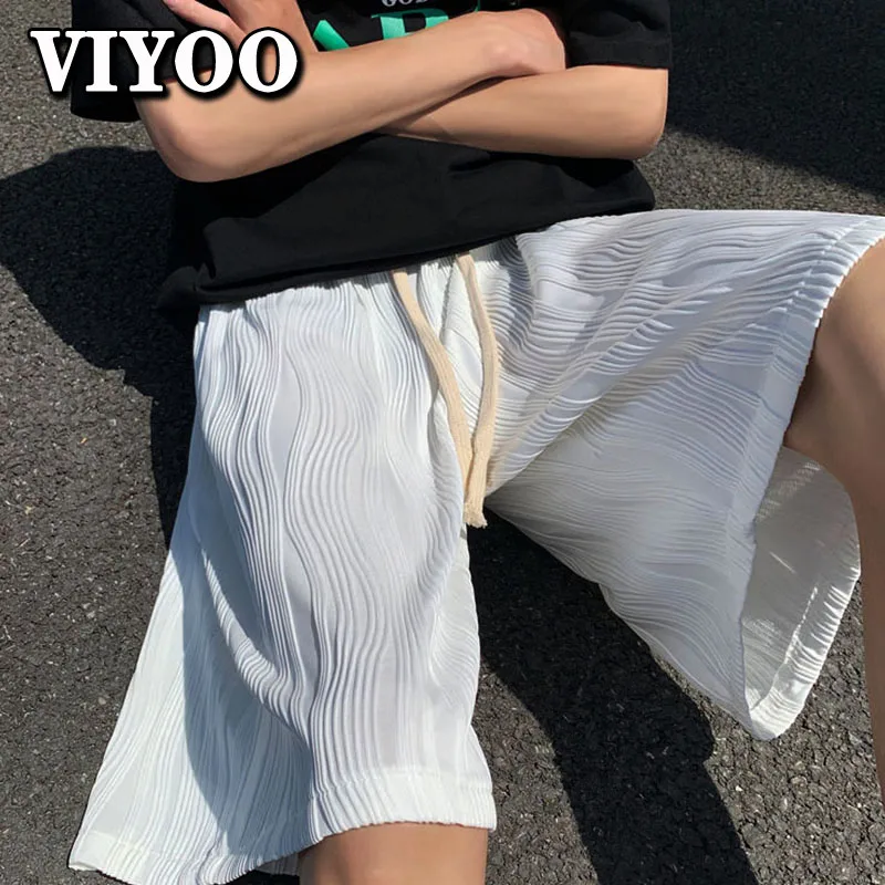 

Men's Y2K Clothes Summer Quick-drying Shorts Striped Pleated Sweatpants Ice Silk Casual Swimwear Beach Shorts Korean Style gym