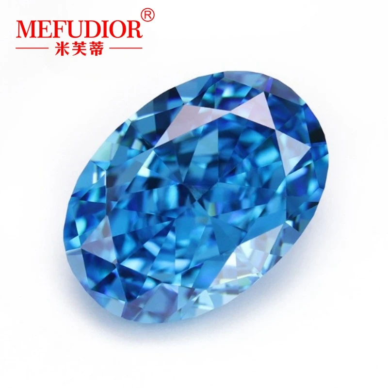 

Ocean Blue Color OVAL Shaped High Carbon Diamond 3EX Cut 5*7mm-13*18mm Simulation Diamond Loose Stone