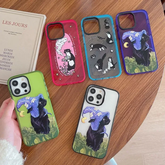 2.0 Version Acrylic Upgrade Border Magic Cat Phone Case Cover for IPhone 11 12 13 14 15 Pro Max Case for IPhone 15 Pro Max