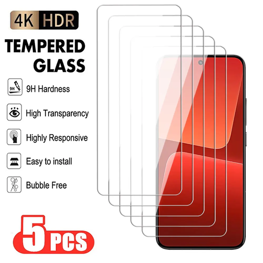 

Закаленное стекло для Xiaomi Mi 11 Lite/12T/11T/11X/12/13/14 Pro, пленка для защиты экрана POCO C50/C51/C55, 5 шт.