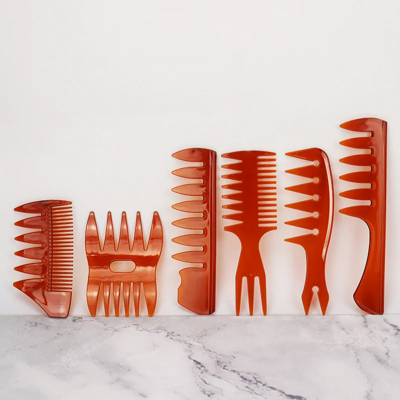 

6Pcs/Set Black Hairdressing Styling Combs Set Wide Teeth Hairbrush Fork Back Comb Oil Head Hairstyle Tool