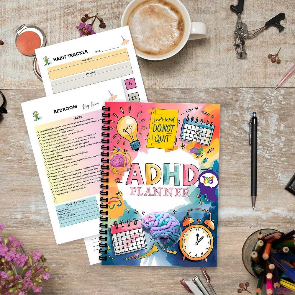 1 Stück ADHS-Spiralnotizbuch, ADHS-Planer, Reinigungsplan, ADHS-Arbeitsbuch für die exekutive Funktionserfassung bei Erwachsenen, Spiralgebundenes Notizbuch mit – Detail 7