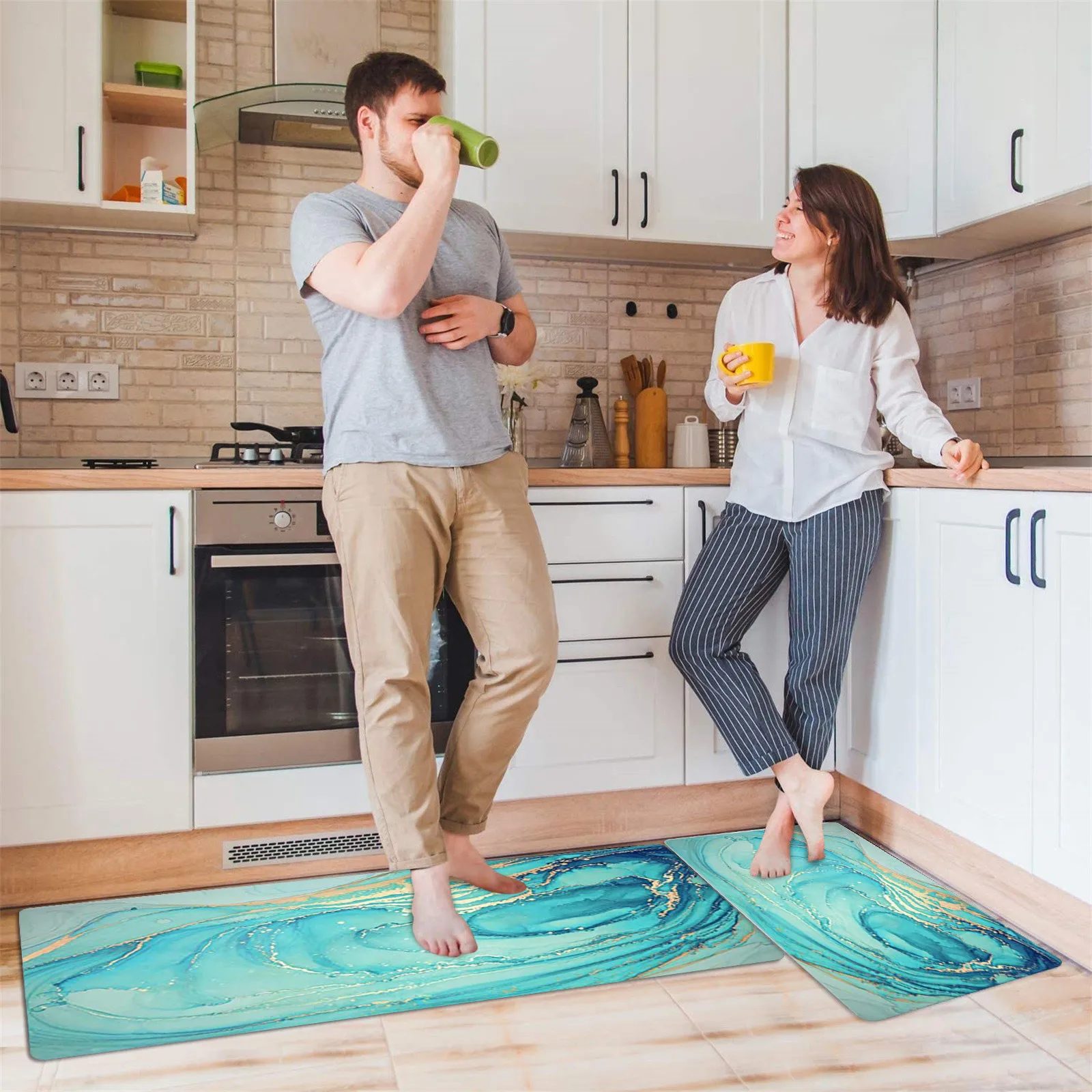 WDAWD Juego de 2 tapetes de cocina antifatiga para cocina, decoración de  cocina, juego de alfombras de cocina antideslizantes para suelo de cocina