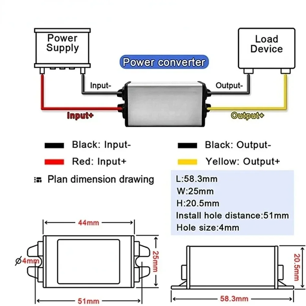 Waterproof 24V to 12V Adjustable Power Buck Converter and Voltage Transformer