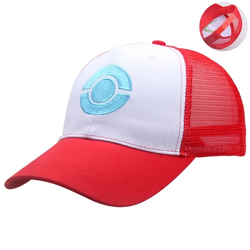 Outdoor Splicing Sun Hat Ash Ketchum Cosplay Embroidery Baseball Cap Pocket Adjustable Snapback Breathable Riding Hats