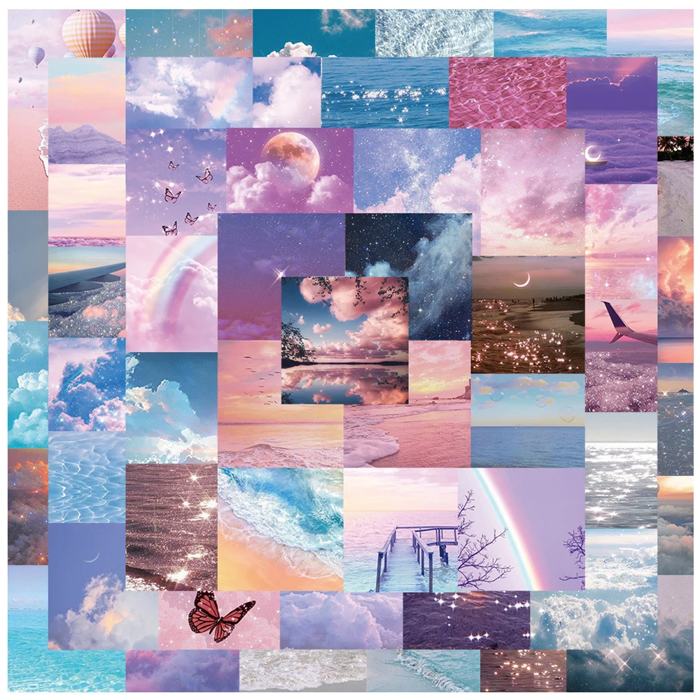 

10/30/56pcs Ins Style Sky Rainbow View Cartoon Stickers Aesthetic Decals Laptop Phone Scrapbooking Stationery Decoration Sticker