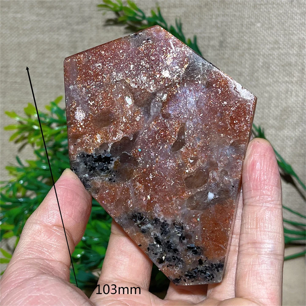 Sun Gold Flash Sunstone Slab Slice Quartz Natural Crystal Home Decoration Mineral Quartz Gemstones Minerals  Spiritual+Stand 4