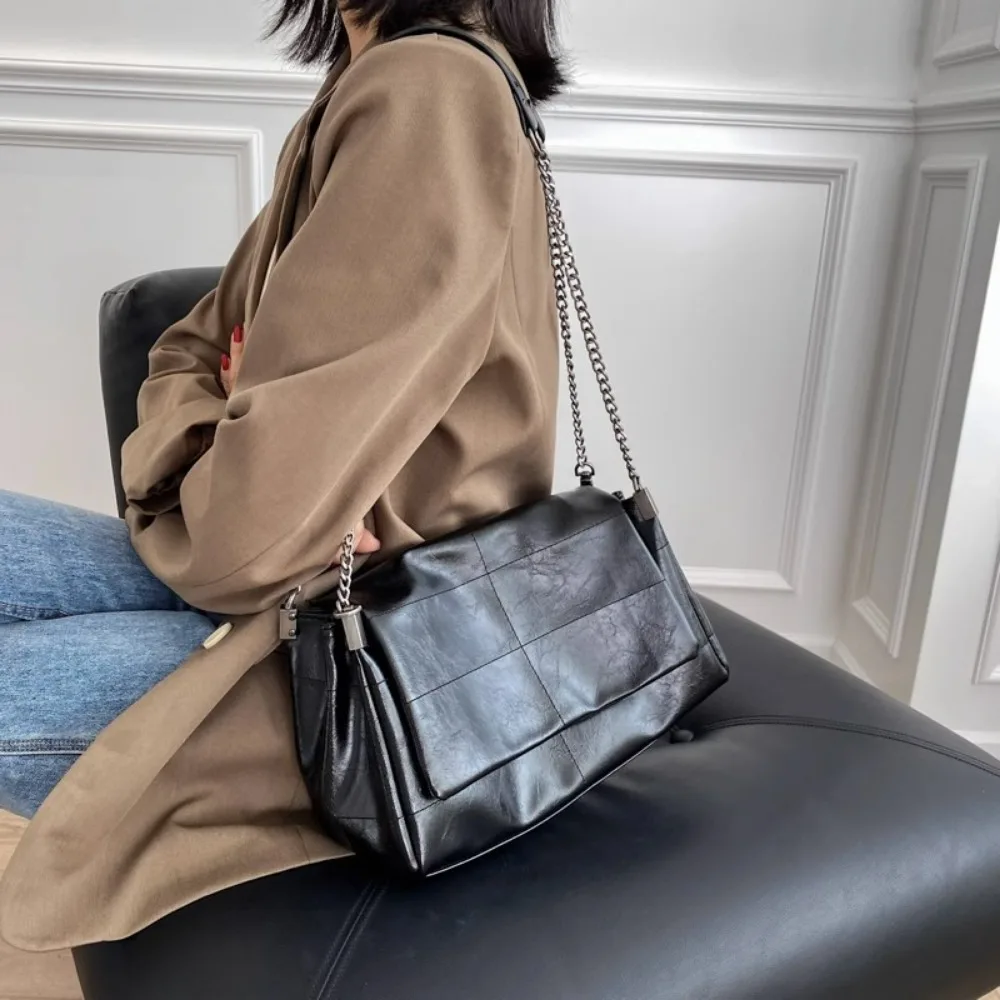 Soft PU Leather Shoulder Bag With Chain High Quality Cell Phone Purse Large Capacity Hobo Bag Luxury Solid Handbag حقائب يد