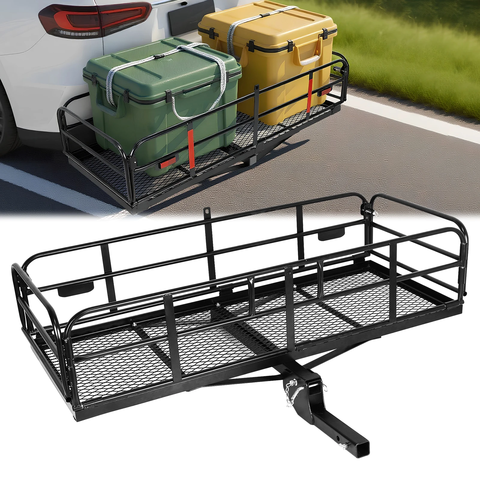 Iron Black Rear Luggage Basket Cargo Carrier for Car SUV Camping