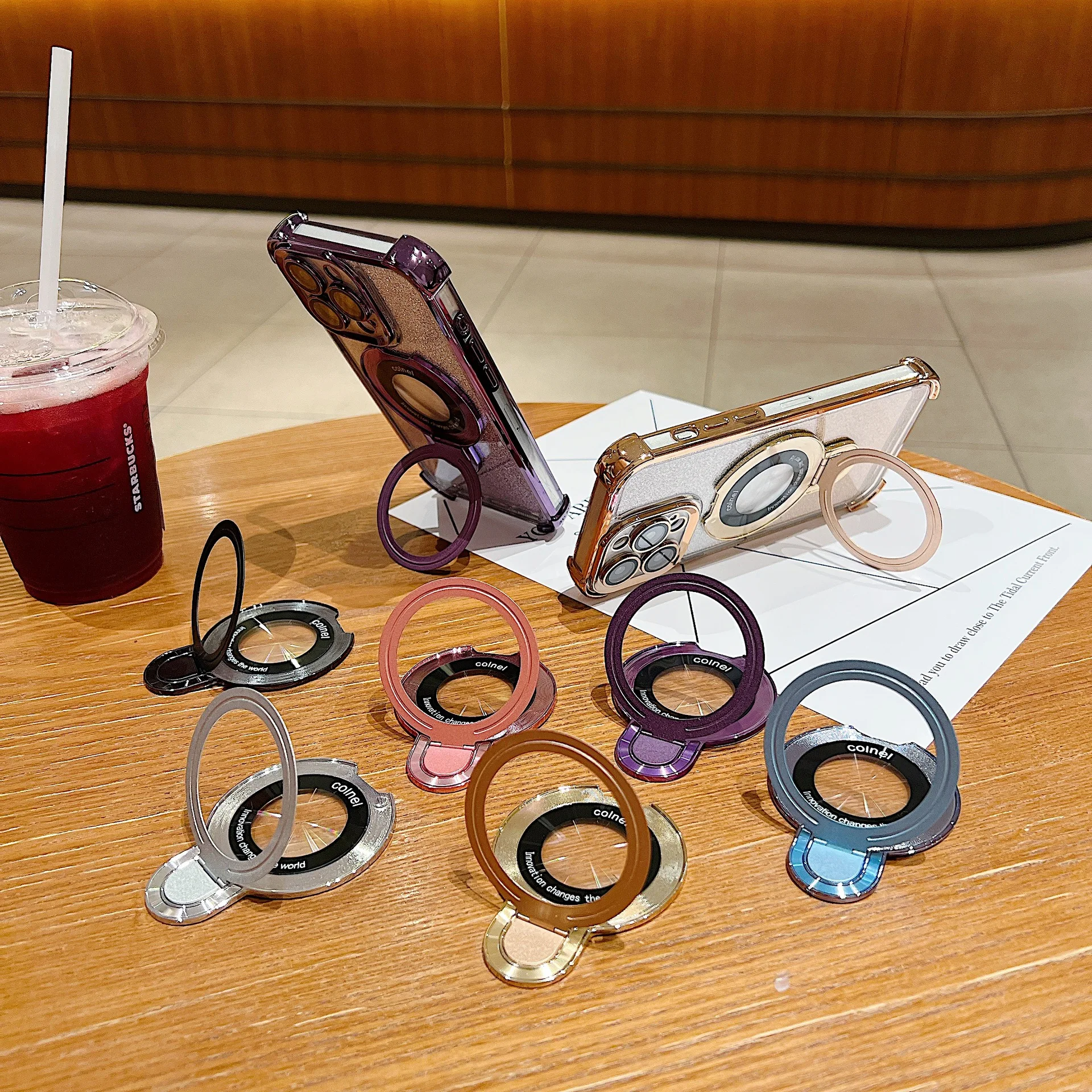 Luxury U Style Metal Phone Grip with Wireless Charging Compatibility