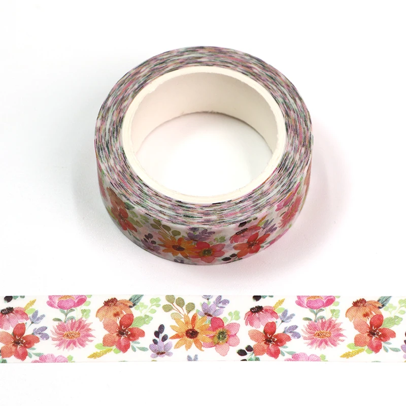 

1PC 15mm*10m Watercolor Red Yellow Washi Tape DIY Scrapbooking Paper Stationery Adhesive Masking Tape stickers
