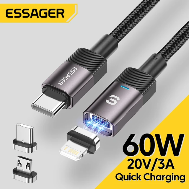 Essager USB C Cable Magnetic Micro USB Type C Cable C To Lightning Cable  For iPhone