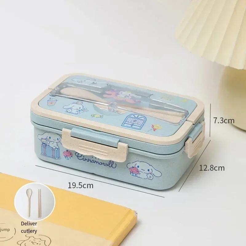 صندوق غداء MINISO Kuromi Cinnamoroll My Melody Student Compartmentalized صديق للبيئة بينتو صندوق أدوات المائدة حاوية تخزين المواد الغذائية