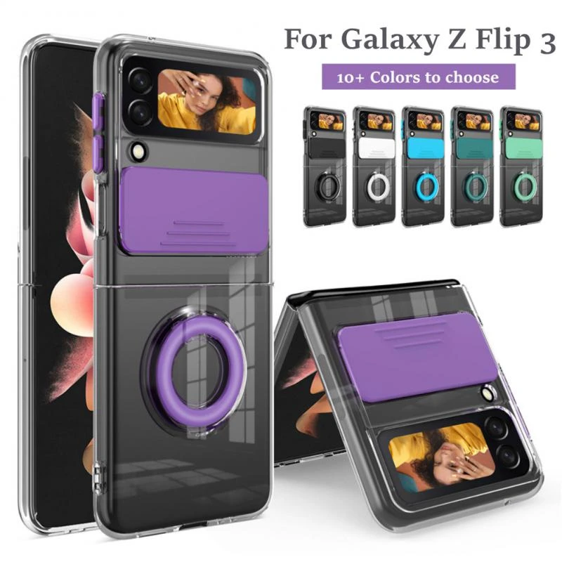 Soft Silicone Phone Case For Samsung Galaxy Z Flip3 5g With Ring Holder Shockproof Protector Cover Sansung Z Flip 3 ZFlip3 Funda galaxy z flip3 case
