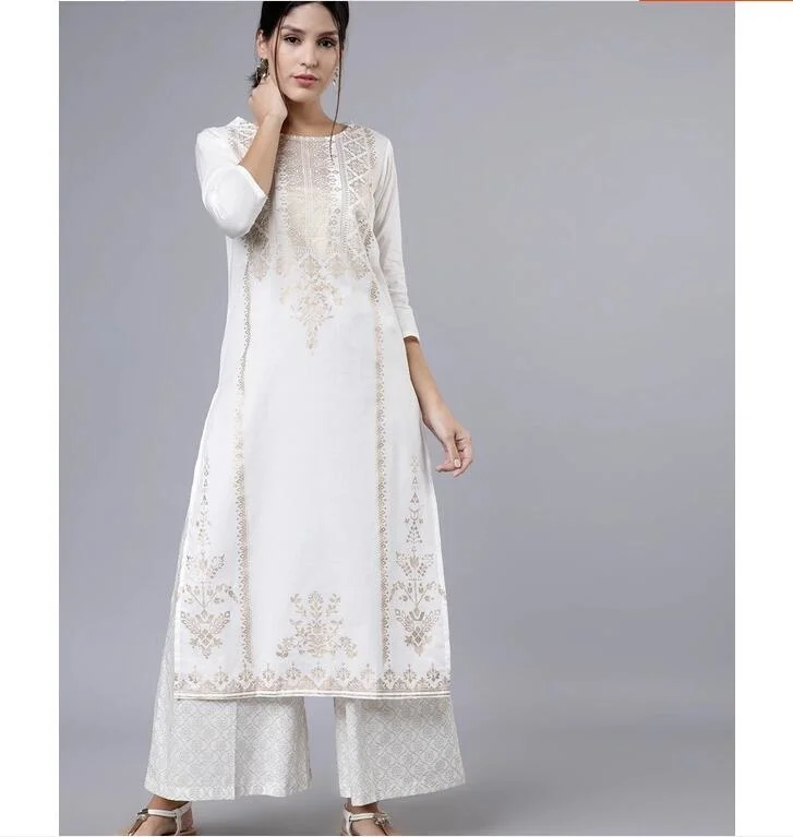 

Элегантная индийская женская одежда в этническом стиле с золотым тиснением традиционный комплект из двух предметов