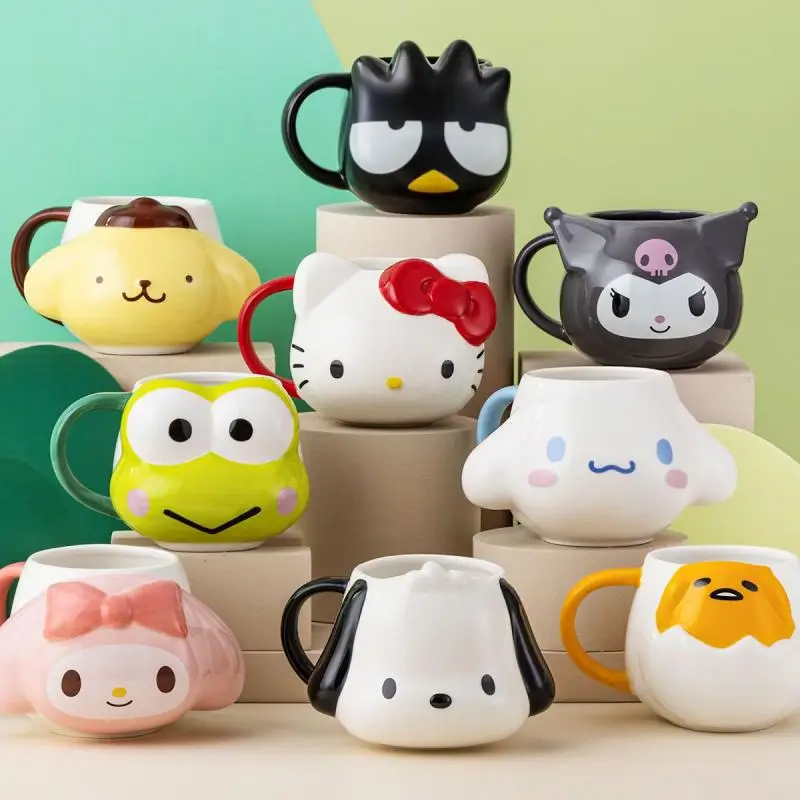 Genuine Sanrio Original In Stock Mug Hello Kitty My Melody Cinnamoroll  Kuromi Cute Ceramic Water Cup Household Couple Wash Cup