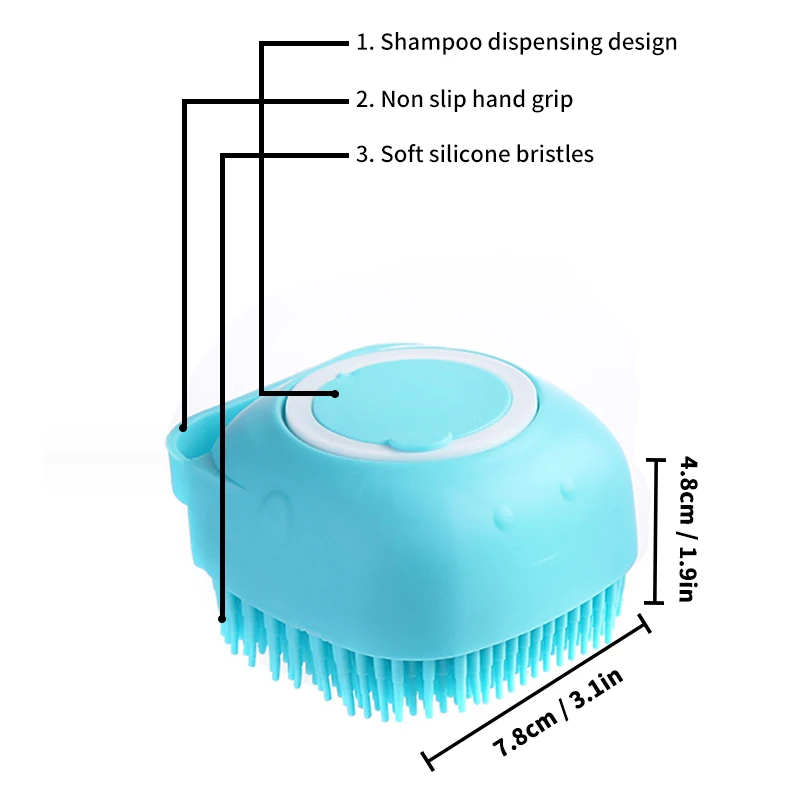 Pet Shampoo Massager Brush Bathroom Puppy Cat Massage Comb Grooming Shower Brush 1PC cat grooming brush