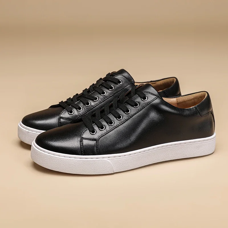 VIPOL Real cowhide casual shoes classic four seasons men's white shoes thick sole light men's sports shoes 3