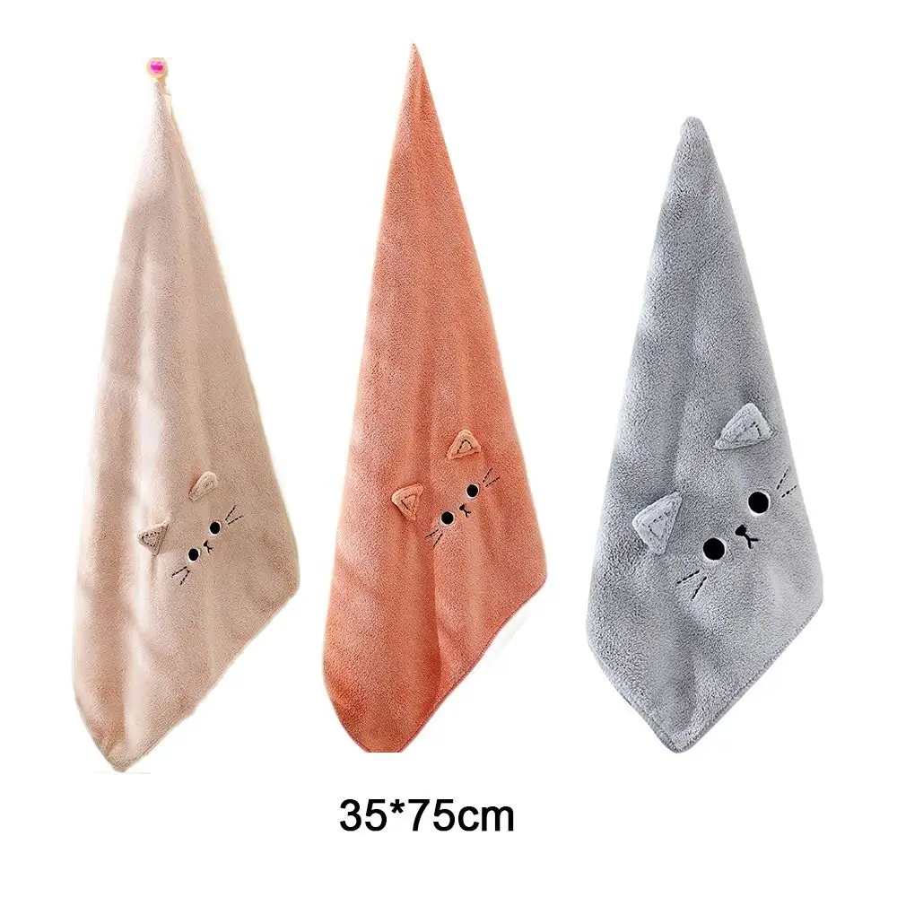 Description Picture 3 of itemHousehold Cartoon Cat Hair Towel Coral Velvet Absorbent Bath Towel Thicken Cute Quick Drying Shower Towel