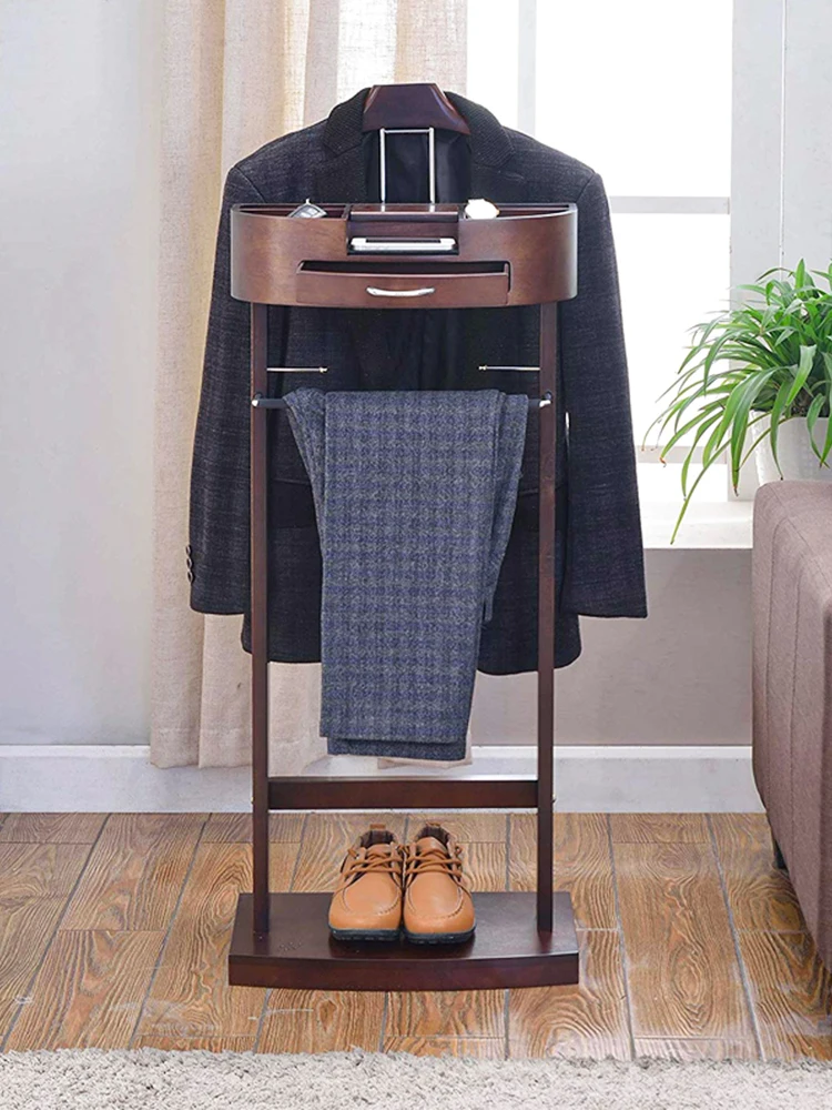Valet Stand with Drawer Wood Suit Valet Rack furniture organizer