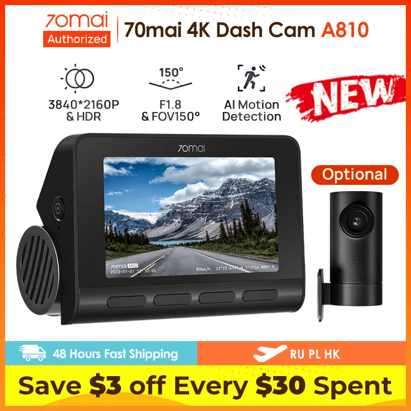 AI-Powered HDR Dash Cams : 70mai Dash Cam 4K A810